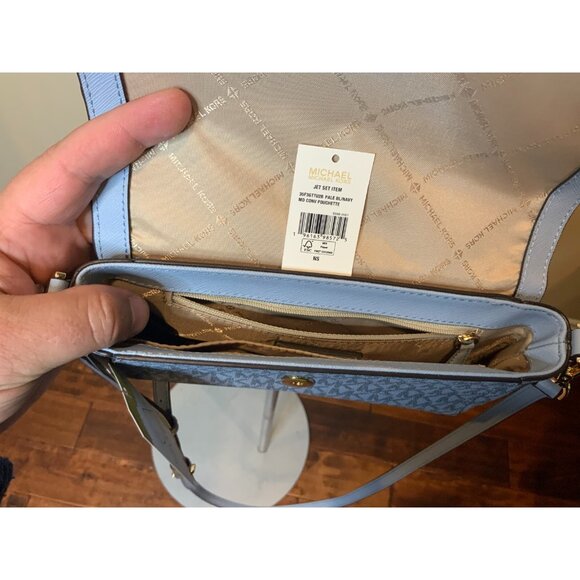 Michael Kors Light Blue Jet Set Logo Crossbody Bag Purse - Picture 7 of 8